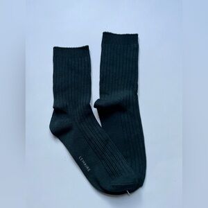 Lemaire Dark Green Ribbed Socks